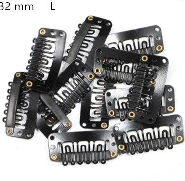 10 Stks/set Black Hair Extension Clip U Shape Weave Toupetje Pruik 6 Tanden Snap-Kam Clips Styling Tools 32mm 4 Kleur Hoed Fixing Tool: L  black