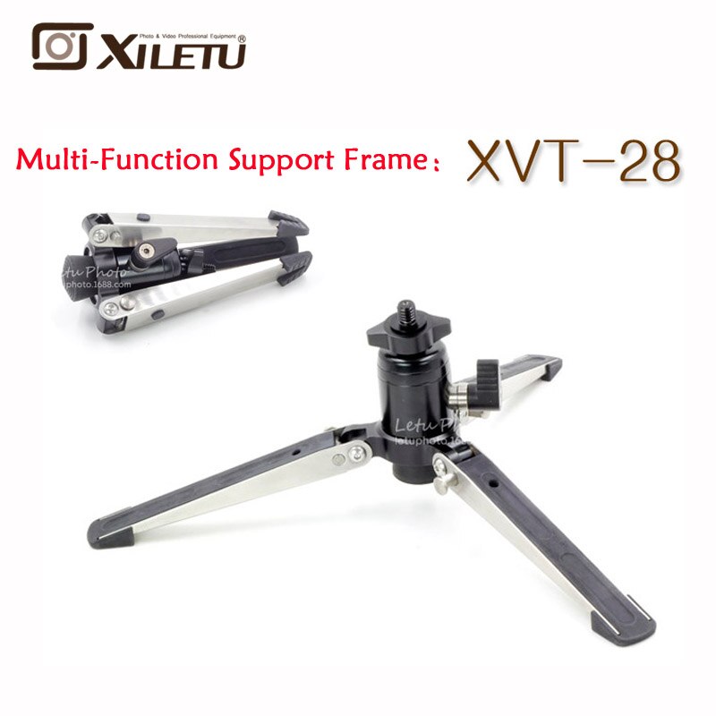 XILETU XVT28 Mini Multifunctional Tabletop Tripod Aluminum Alloy Portable Bracket Ballhead for Cellphone Gopro DSLR Camera