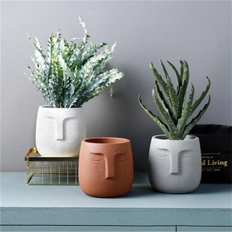 5.5 inch Human Face Flowerpot Portrait Facial Flower Planter Matt Ceramic Vase Garden Planter Pot Home Decor Craft A1583