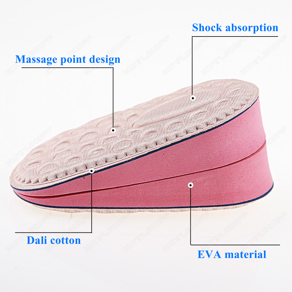 Eva onzichtbare verhogingszolen voor dames, half inzetstuk van traagschuim, hielkussen/pad, comfortabele verhogingszool voor schoenen