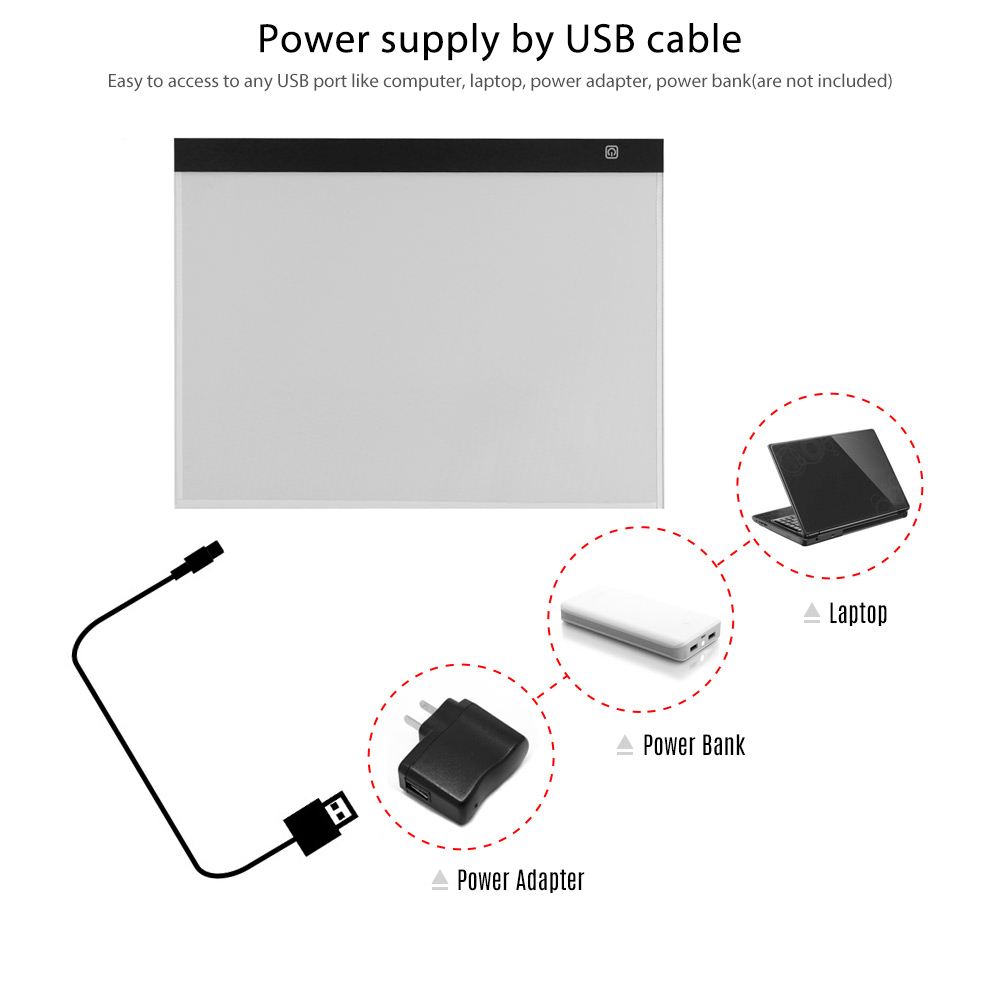 A3 LED Light Box Tracer USB Powered Tracing Light Pad Board 3 Level Adjustable Brightness for Artists Drawing Sketching Tracing