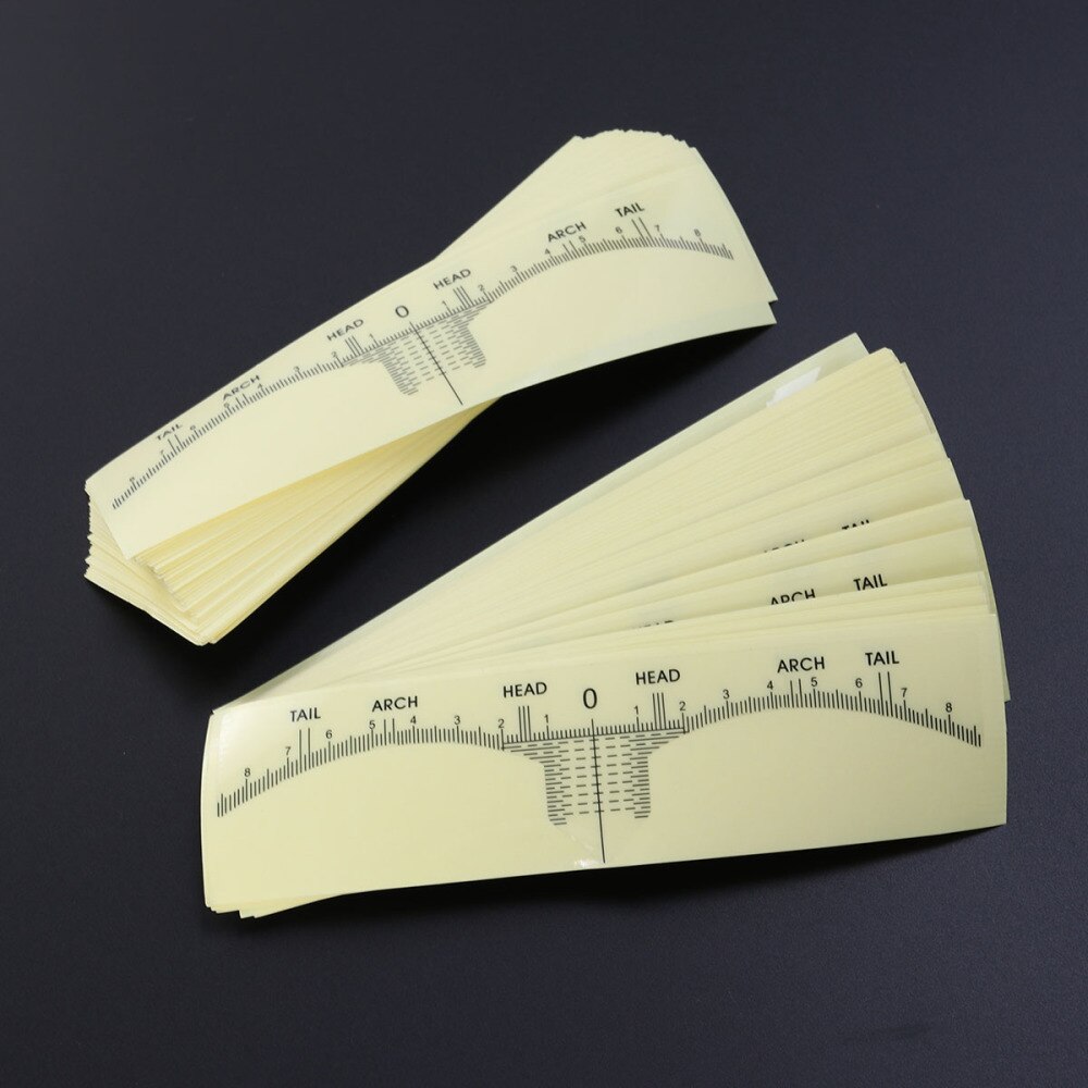 100 PCS Disposable Eyebrow Ruler Stickers Permanent Makeup Adhesive Eyebrow Microblading Ruler Guide Eyebrow Shaping Tools