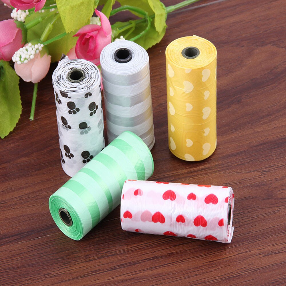 Sac de déchets de chiens | 150 pièces, 10 rouleaux de déchets de chien de compagnie dégradables avec impression de chien, sac de déchets d'animaux de compagnie propre, sac de poèche multicolore ^ 30