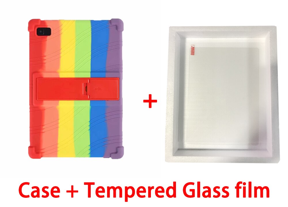 Silicone Cover Case for Teclast P20hd Stand Thickened Stand Soft Cover for Teclast P20 HD M40 Tablet PC: color-Tempered film