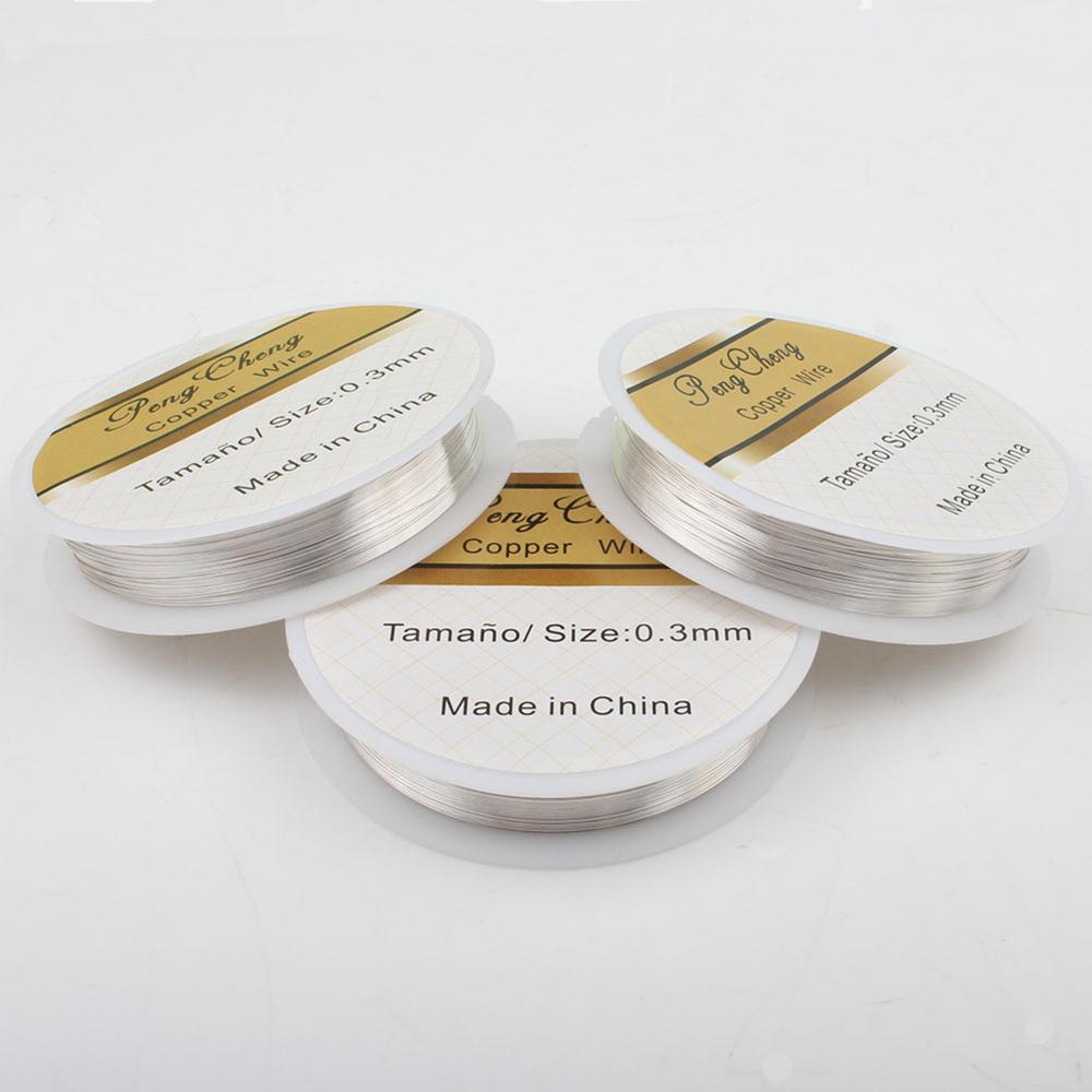 Fil de cuivre 0.3mm 0.4mm 0.5mm 0.6mm a+++, cordon de perles sans décoloration pour la fabrication de bijoux, accessoires de bracelet, longue durée: Argent / 0.3mm 15m