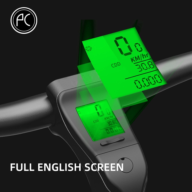 Pcycling Fiets Computer Bike Wired Stopwatch Fietsstuur Stuurpen Riser Stopwatch Waterdicht IPX6 Backlight Engels