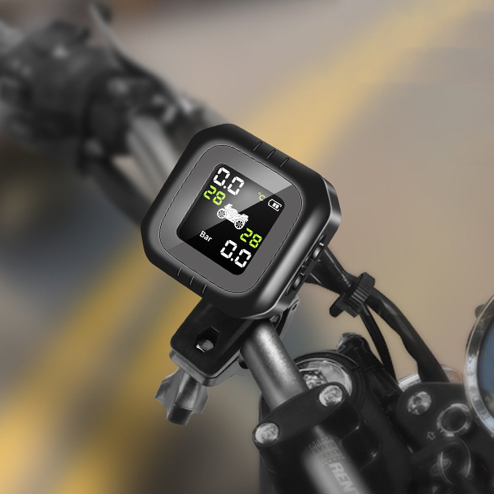 Waterproof Motorcycle Real Time Tire Pressure Monitoring System TPMS Wireless External Sensors Tire Detection Monitor
