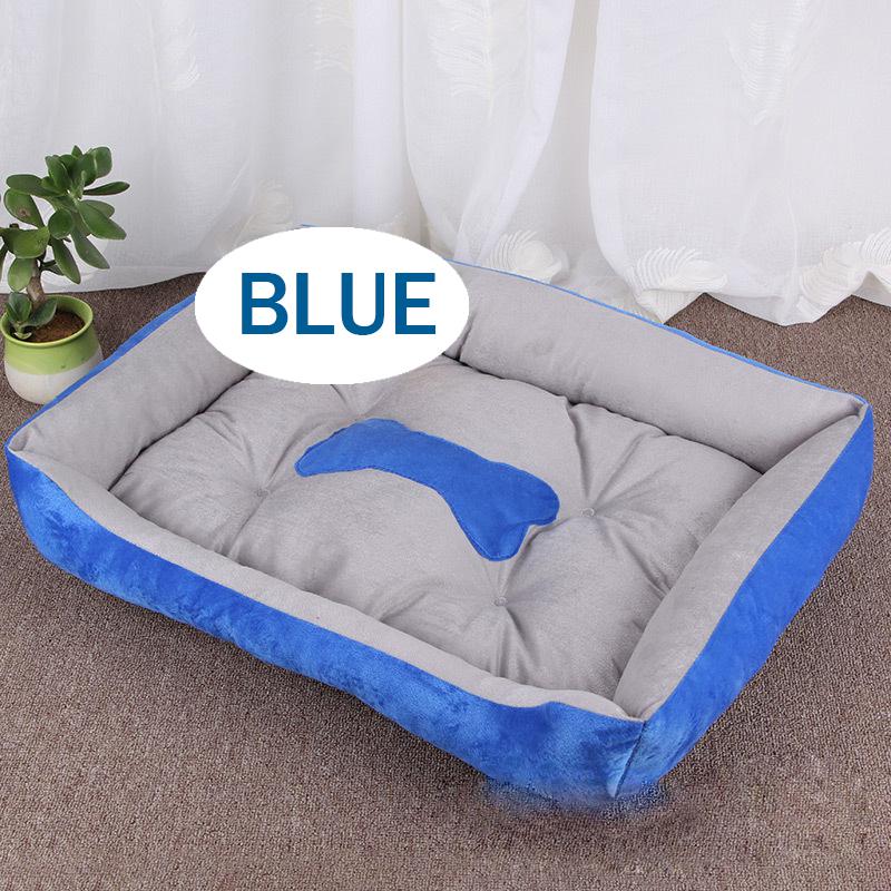 Bone Pet Bed Large House Large Dog Puppy Kennel Waterproof Cat Litter Four Seasons Nest Warm Pet Supplies Bed Linen: Blue