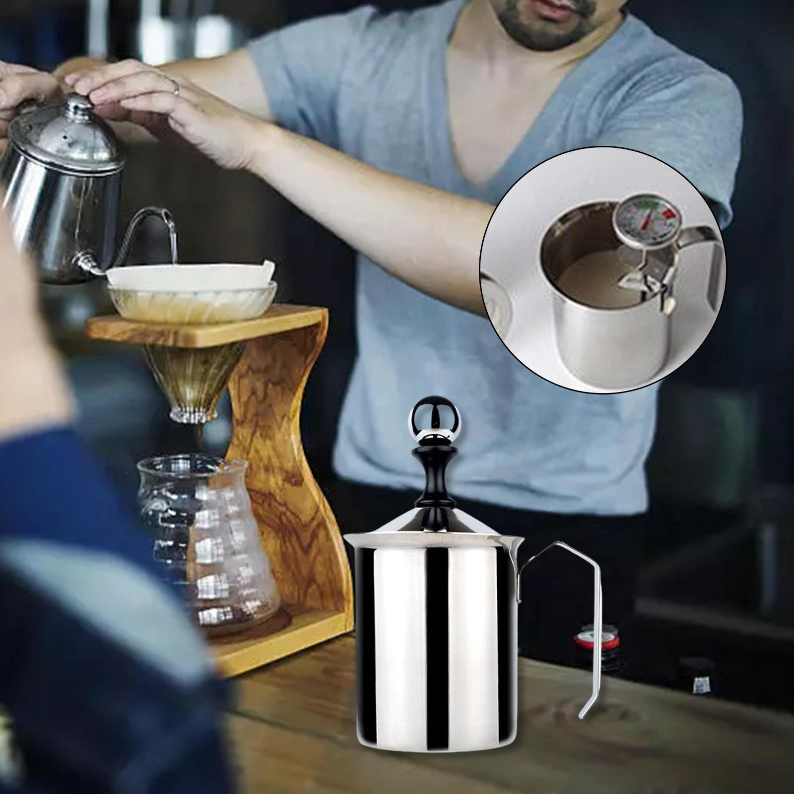 500ml Manual Milk Frother Hand Pump Milk Foamer for Coffee Cappuccino Latte Chocolate