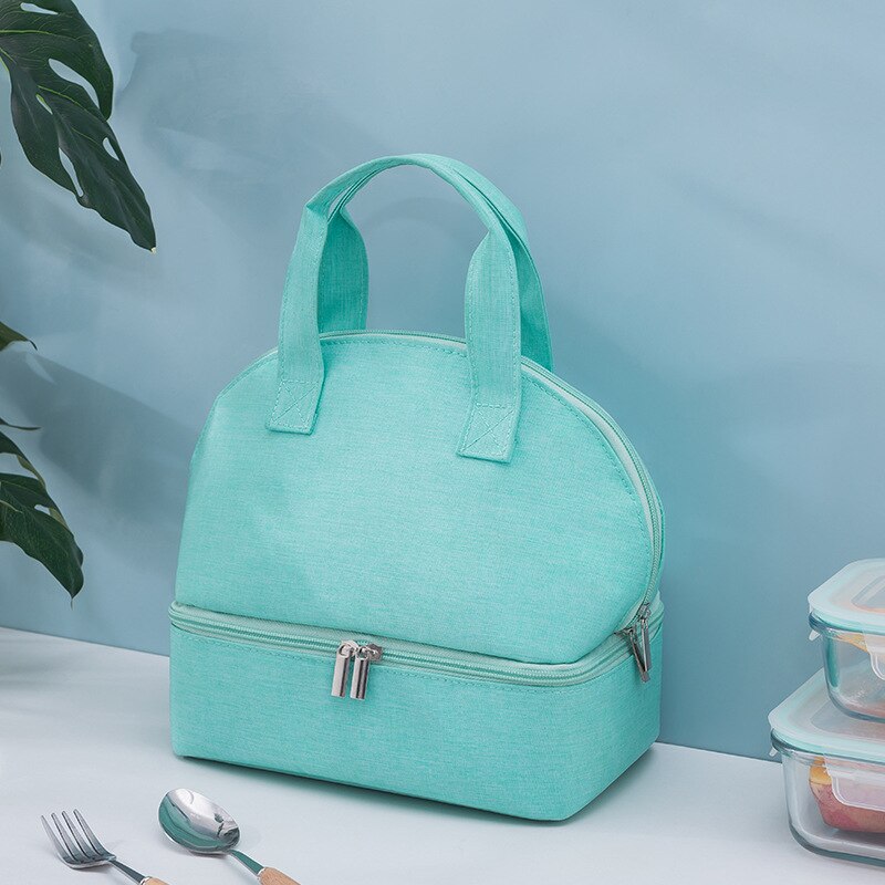 Bolsa reutilizable con aislamiento térmico, bolsa de almuerzo a prueba de fugas para niños, adultos, caja de desayuno, portátil, Picnic, viaje: Azul