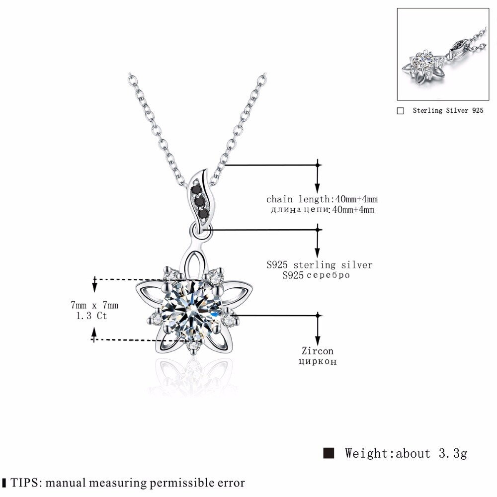 RomanticSilver Necklace Luxury 925 Sterling Silver Fine Jewelry Star Necklace Women Wedding Necklaces Pendants P027