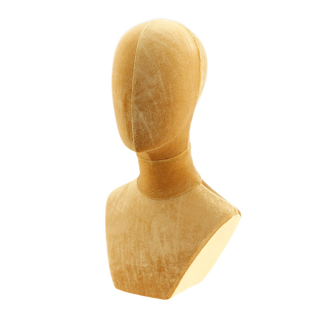 Modelo de Maniquí de terciopelo para hacer pelucas, sombreros, cabeza de exhibición de joyería con hombro