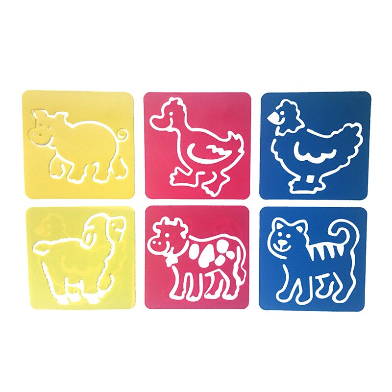 6Pcs Children Transport Shaped Plastic Painting Drawing Template Stencil Kids Toy