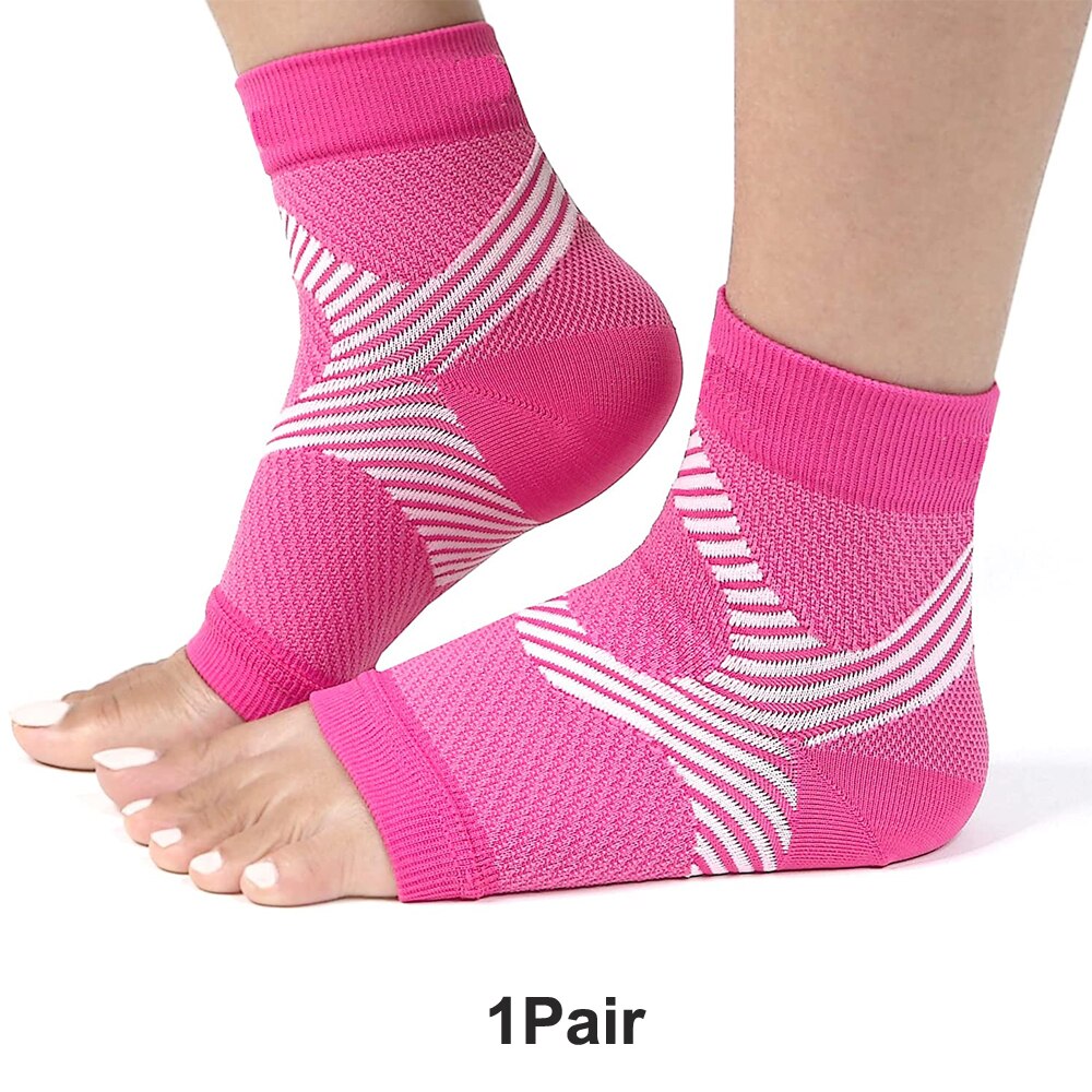 1Pair Plantar Fasciitis Compression Ankle Brace SocksSleeves,Provides Foot &amp; Arch Support. Heel Pain, Achilles Tendonitis Relief: Rose Red / S M