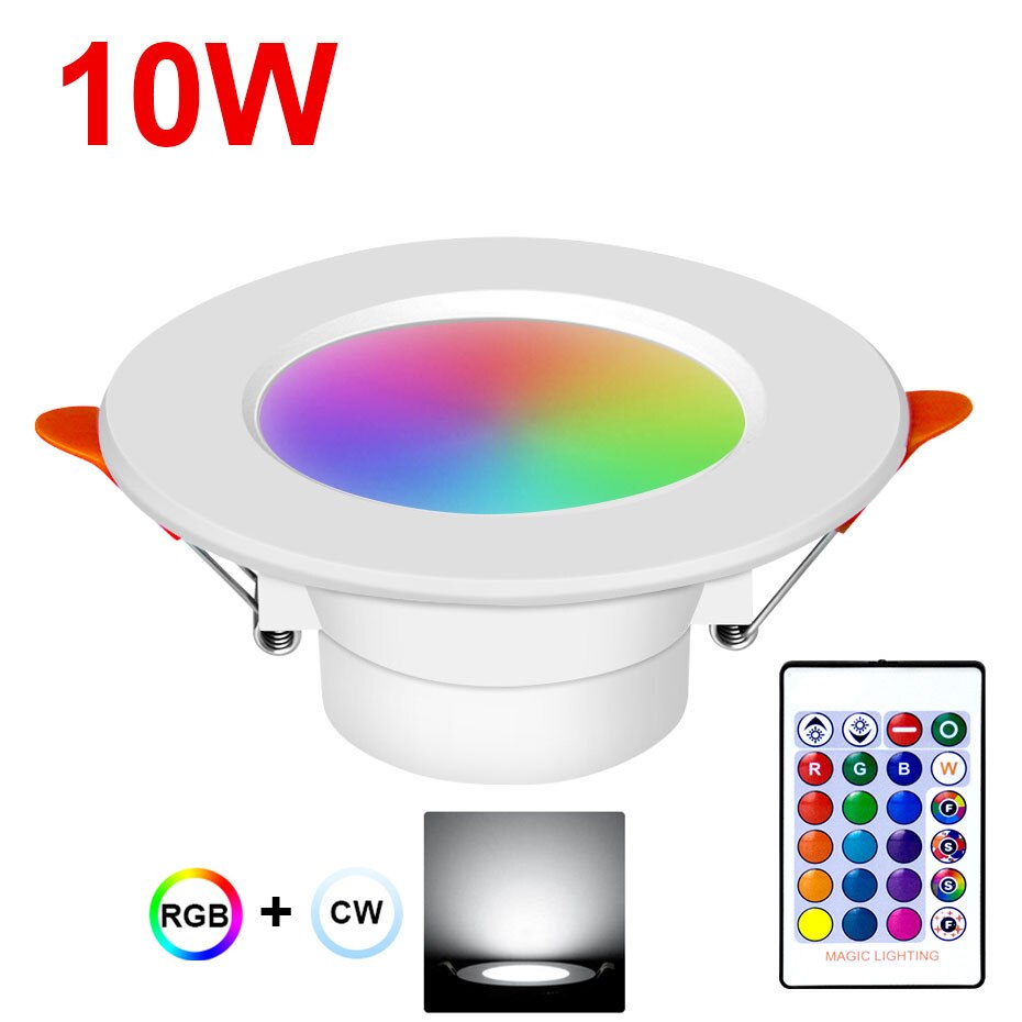 Dimbare 10W 15W Downlight Led Plafond Inbouwspot Verlichting 110V 220V Rgbw Rgbww Decoratie Lamp Met ir Afstandsbediening: 10W RGB Cold White