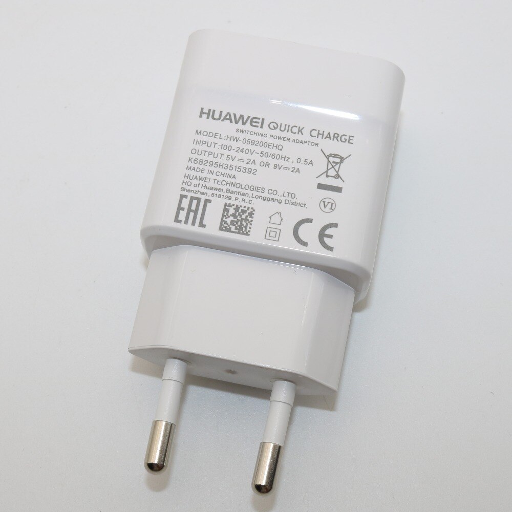 Huawei carregador rápido 9v2a qc 2.0, adaptador usb tipo-c para nova3 3i 4 honor 9 8x p7 p8 p9 p10 p20 lite mate 7 8 9: Only EU Charger