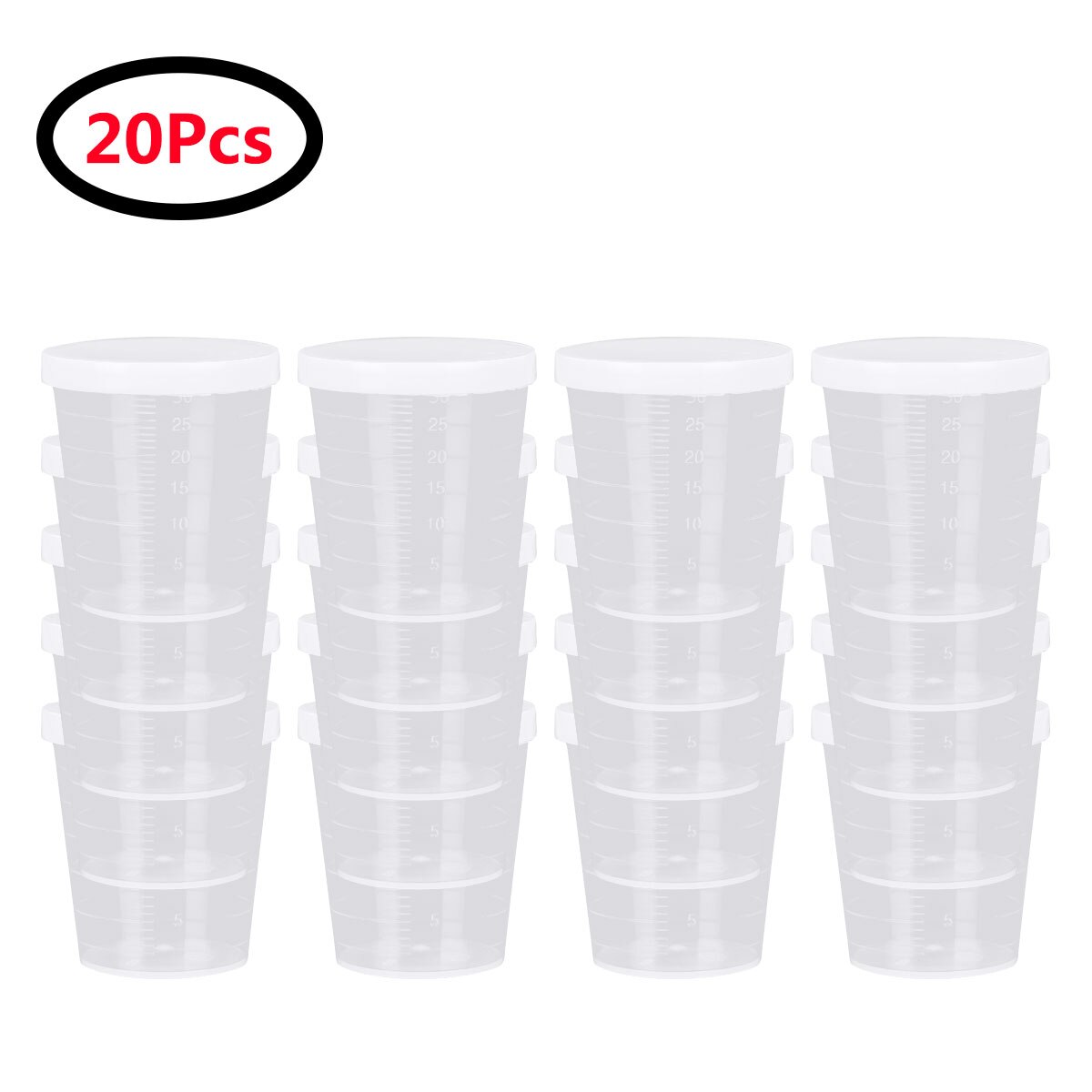 20 30ml Measuring Cups Clear Plastic Graduated Measure Mugs Reusable Liquid Samplers Containers Leak Proof Medicine Testing Pots: Clear B
