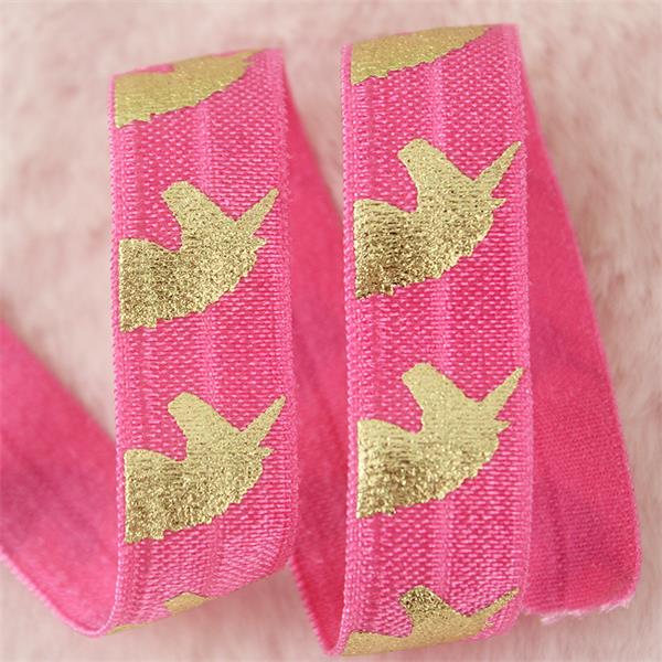 20 Yards 16Mm Foliedruk Eenhoorn Elastische Lint Vouw Over Stretch Webbing Diy Haar Boog Band Naaibenodigdheden Tape: persian pink