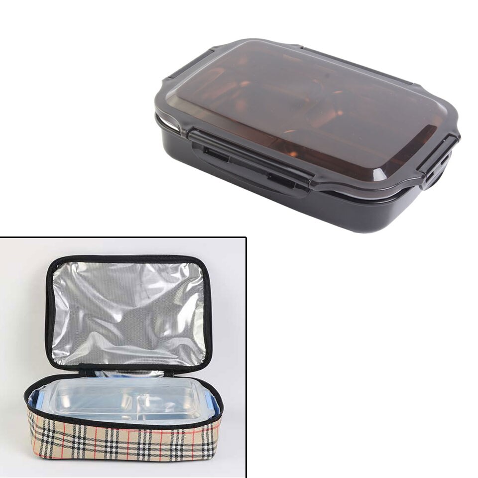 Stainless Steel Lunch Box Boiling Water Heated Food Container School Canteen Office Bento Box Kids Meal Prep Microwavable + Bag