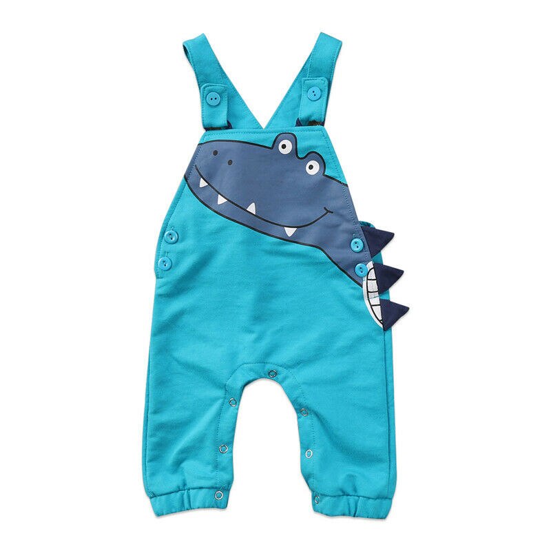 Infant Baby Boy Girl Clothes Sleeveless Cartoon Costume Dinosaur Romper Button Jumpsuit Outfit Set: 3T