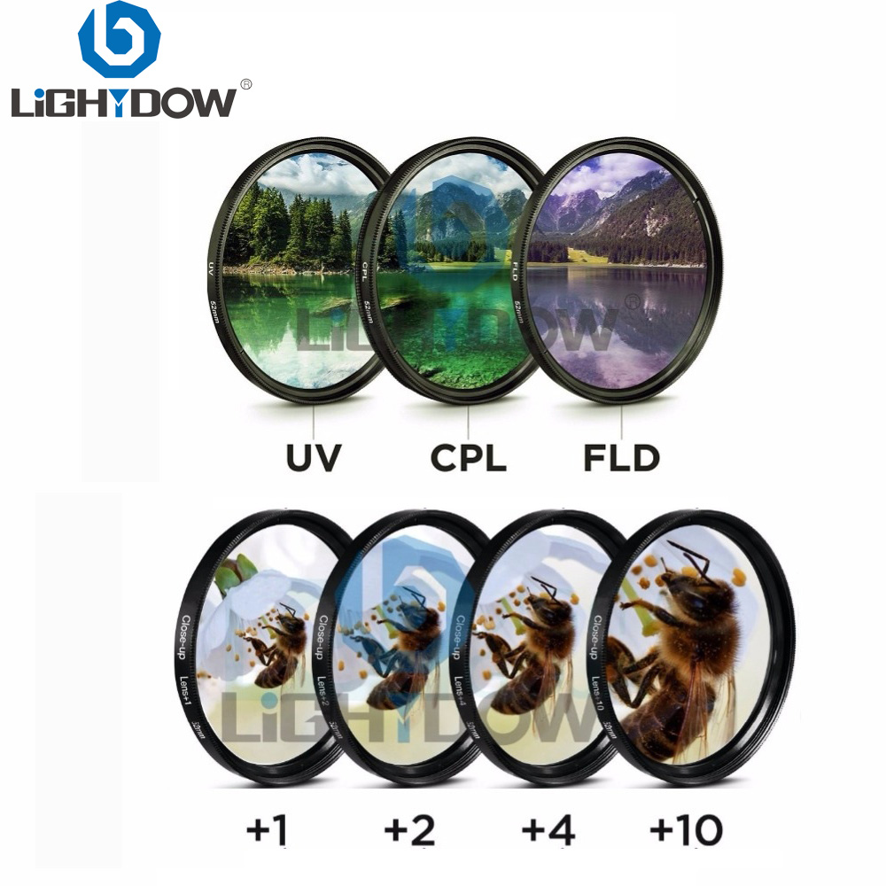 Lightdow 7 in 1 Lens Filter Kit Close Up + 1 + 2 + 4 + 10 UV CPL FLD filter voor Cannon Nikon Sony Pentax Olympus Leica Camera Lens