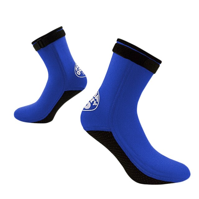 3MM Neoprene Diving Socks Adjustable Buckle Beach Water Socks Anti-Slip Diving Surfing Boots for Men Women: Blue / L