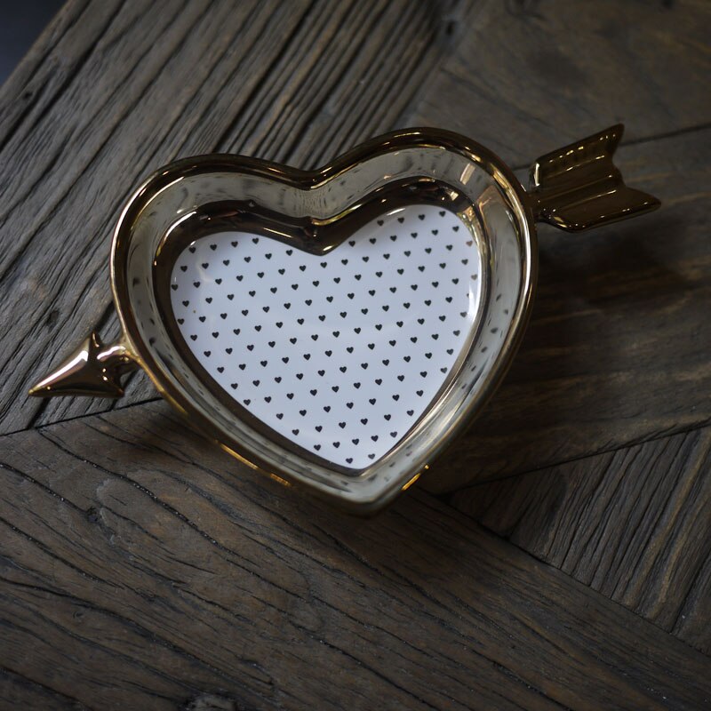 Cupidon doré flèche plat en forme de coeur/bijoux saint valentin assiette/décoration assiette à dessert 1 pc/lot