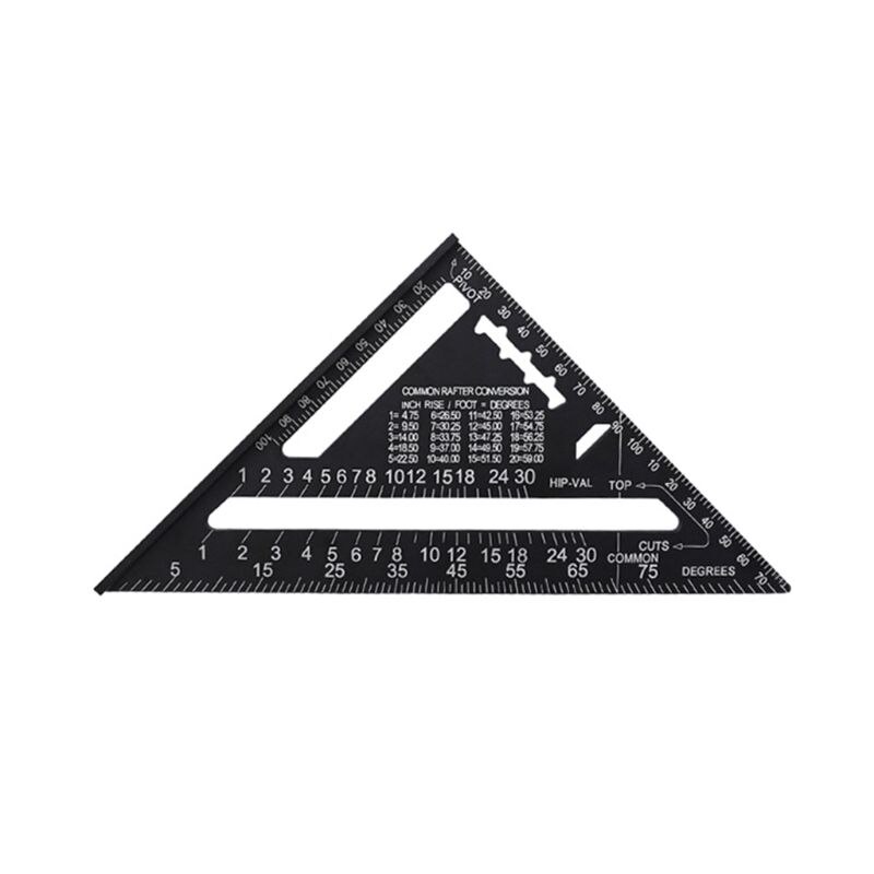 Triangle Ruler 7/12 inch Metric Aluminum Alloy Triangular Measuring Ruler Woodwork Speed Square Triangle Angle Protractor: 1