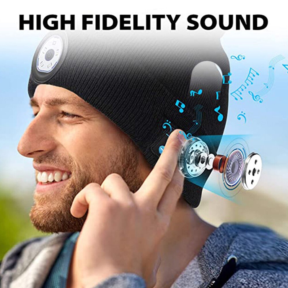 Moda ciepła czapka Bluetooth doprowadziło czapka bezprzewodowy zestaw słuchawkowy sprytny kapelusz zestaw słuchawkowy z głośnikiem muzyka zewnętrzna doprowadziło nocna czapka z dzianiny