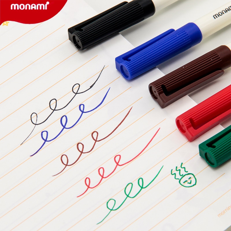 Monami-rotuladores permanentes con punta F de 1mm, marcador de Color para tela, plástico, vidrio, firma, Namepen, artesanal, delineador de dibujo, escuela, A6582
