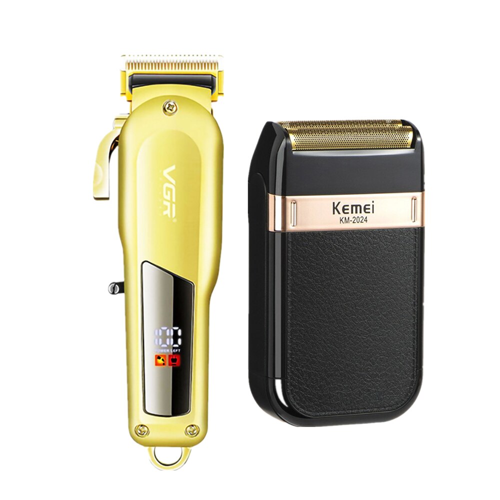LCD Hair Cutting Machine Cordless Hair Clipper Barber Hair Clipper Electric Hair Clippers Beard Trimmers Mower: trimmer set 8