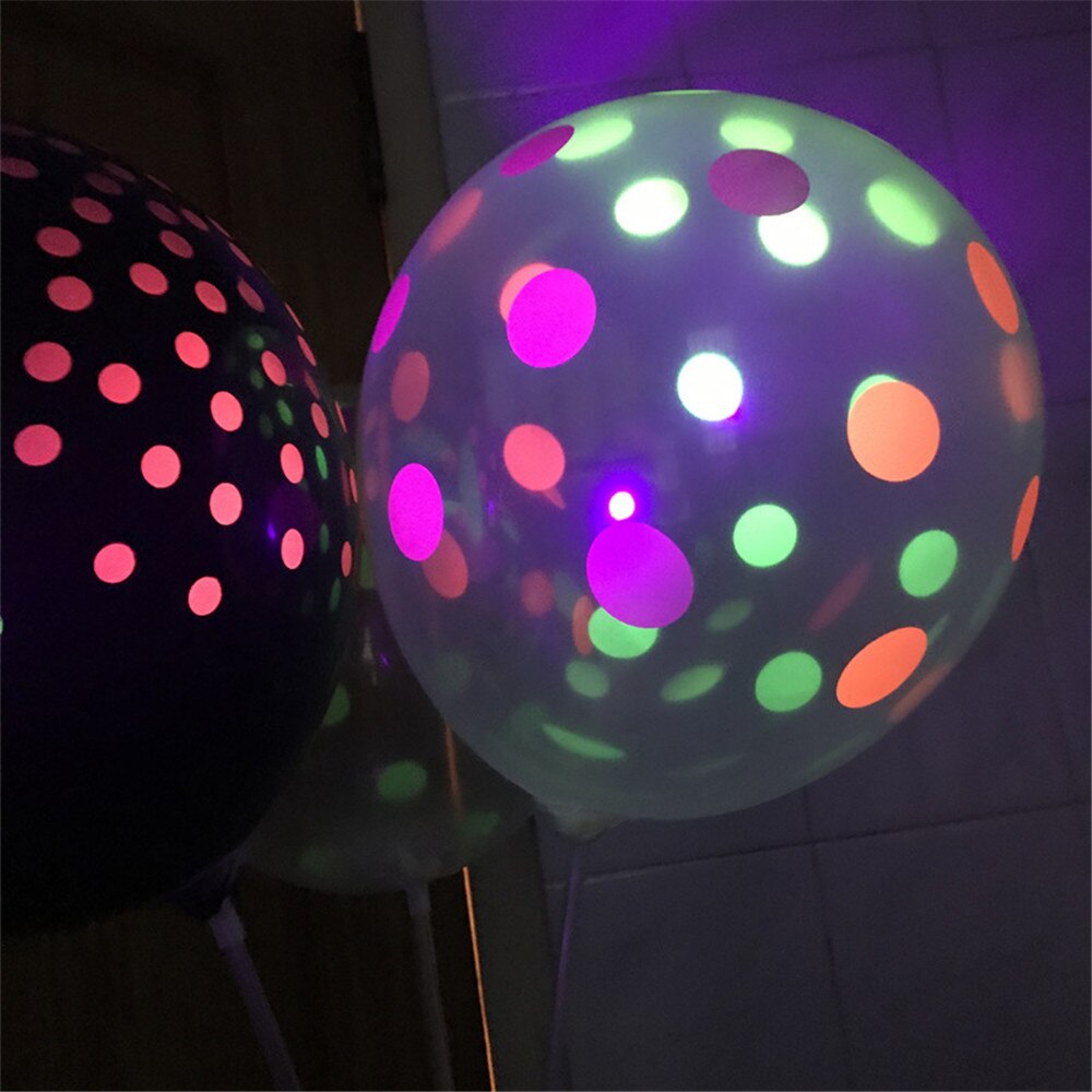 50/100Pcs 12inch Neon Luminous Balloons UV Blacklight Reactive Balloons Fluorescent Star Dot Wedding Birthday Party Decoration