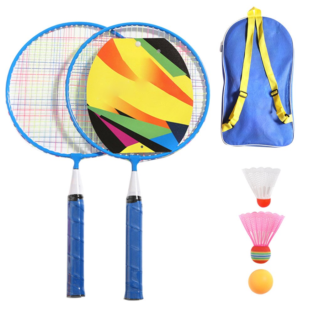 Portatile Divertente Palle Scuola Materna Gioco di sport con Racchette anti scontrino Maniglia Esterna Coperta Parco Giochi per Bambini di badminton impostato Regalo: Blu