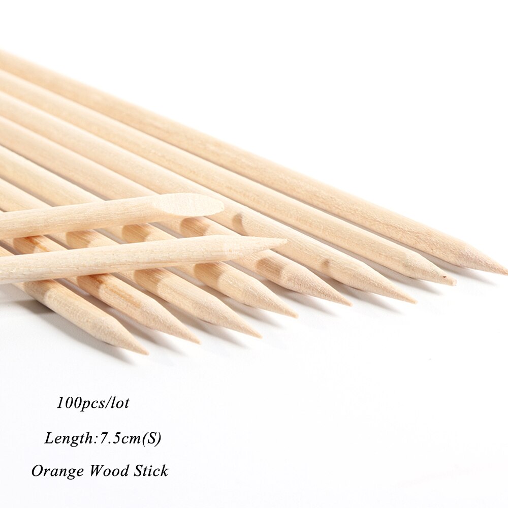 10/30/50/100pcs Bois Baguettes D&#39;orange Ongles Cuticule Poussoir Retrait Parsemant Gemme Outil De Manucure Pédicure Ongles Ensemble de Bâtonnets De NT709: 100pcs S
