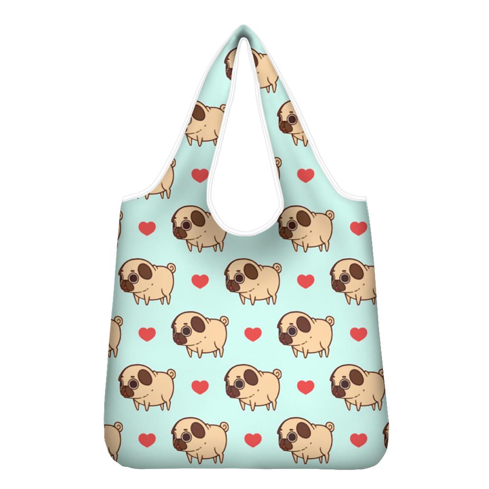 Sac de Shopping unisexe pliable, capacité réutilisable, fourre-tout imprimé bouledogue, sac de rangement recyclable, sacs à main échantillon Floral, sac de voyage: Z6799KO