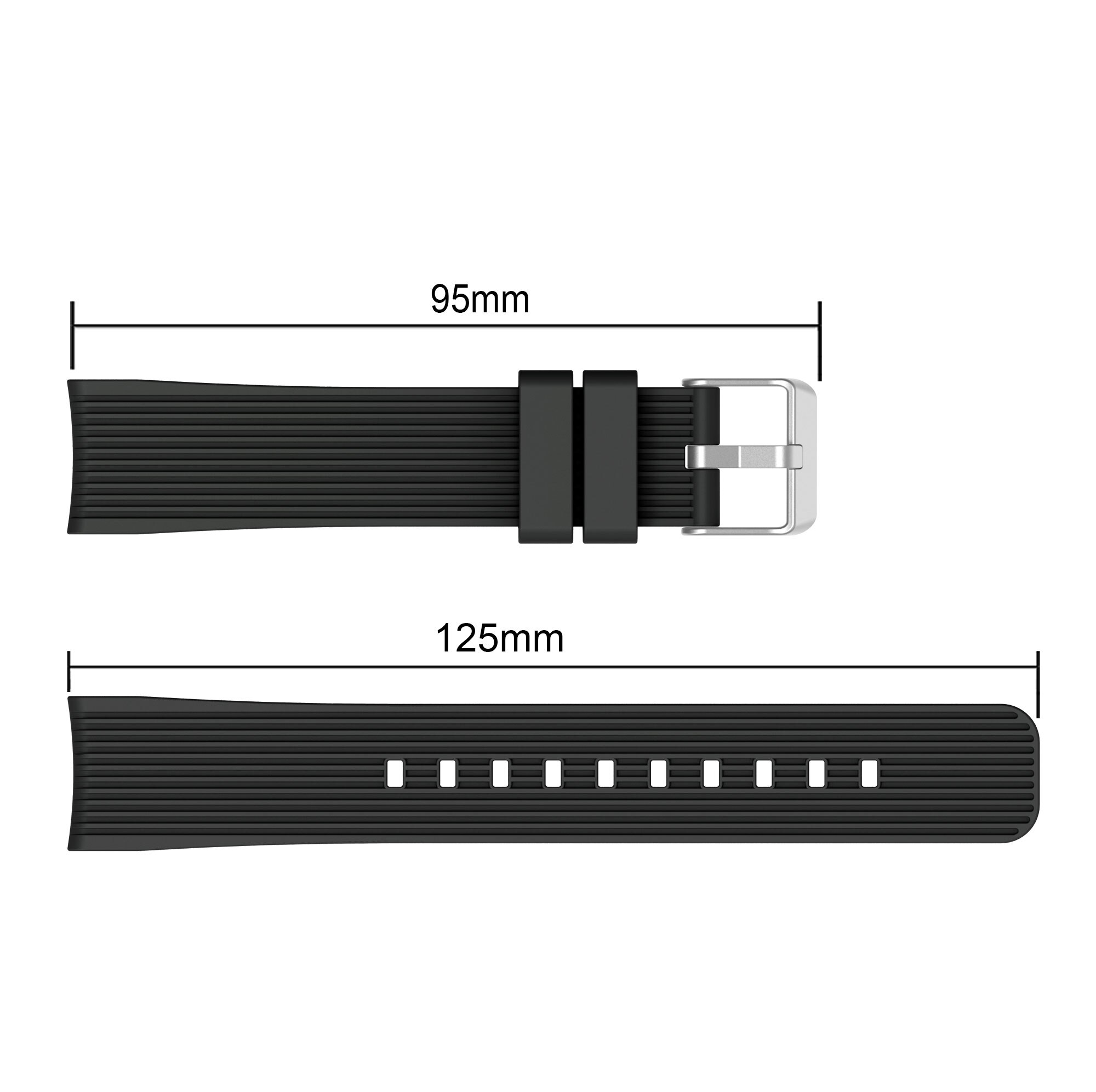 Sport 20mm / 22mm siliconen band voor samsung galaxy watch 3 45mm 41mm smartwatch band armband accessoires polsband: Zwart / 22mm