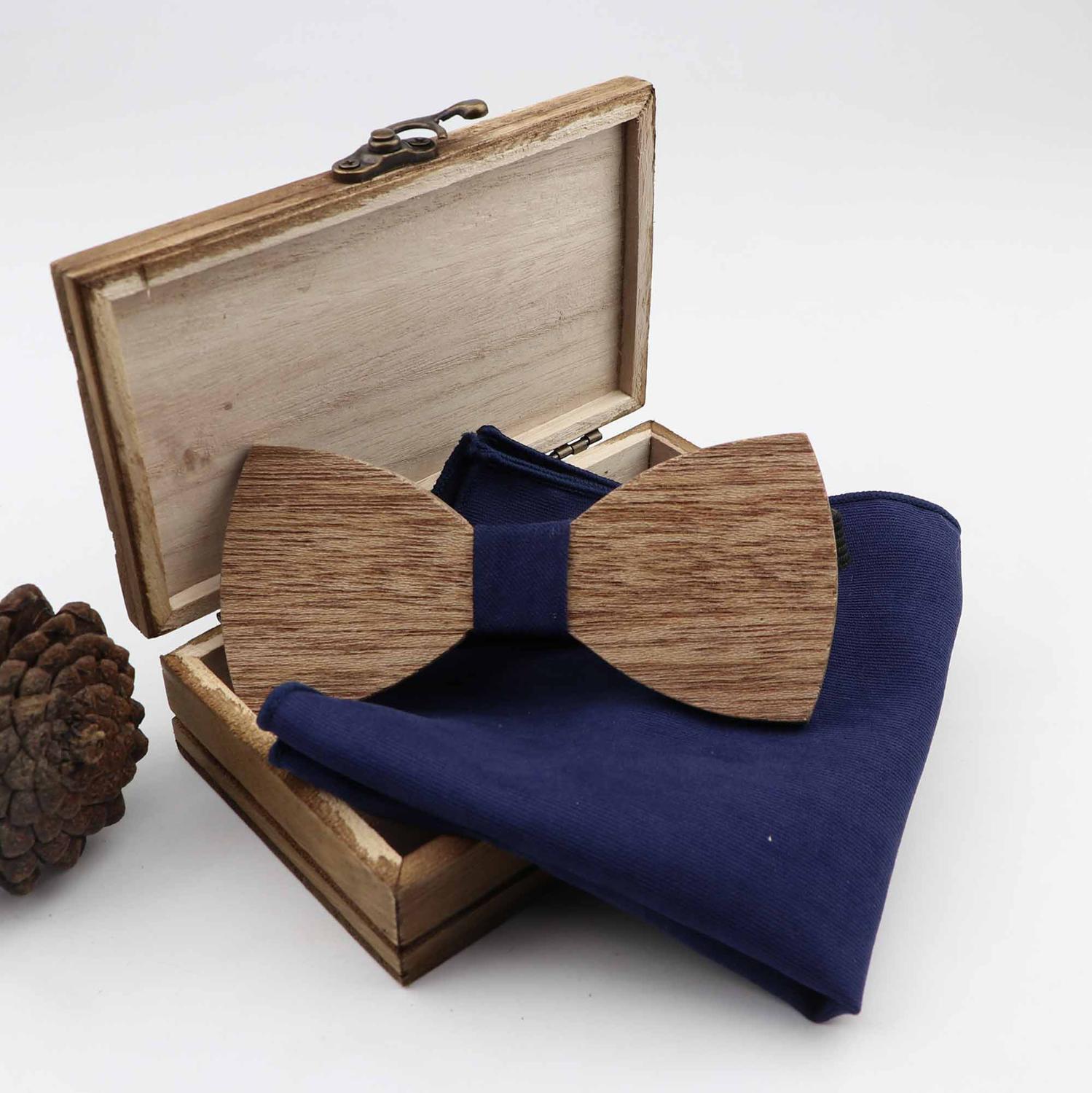 Handgemachte 100% Holz Bogen Krawatten Tasche Platz Set Für Männer Hochzeit Feste Farbe Ganze Holz Butter: 7