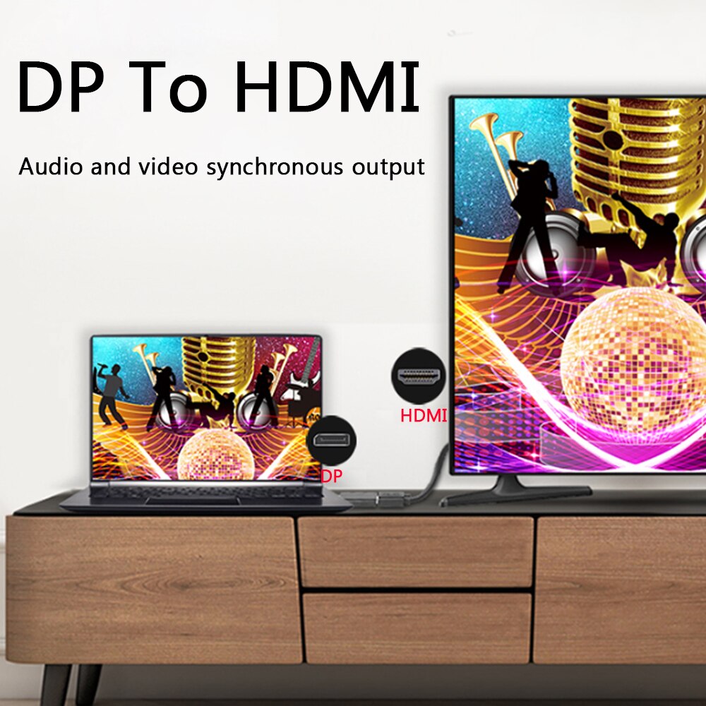 DP To HDMI-compatible Max 4K 60Hz Displayport Adapter Male To Female Cable Converter DisplayPort To Adapter For TV PC Projector