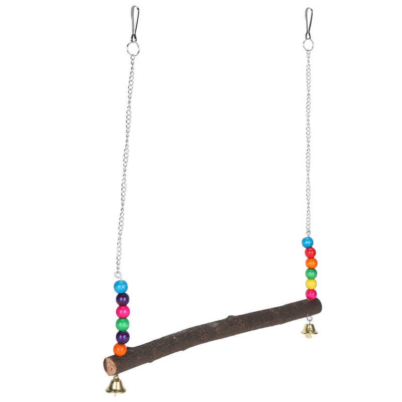 Chicken Swing Toy Suspensible Wooden Chicken Perch Pet Swing Toy with Durable Flat Bar