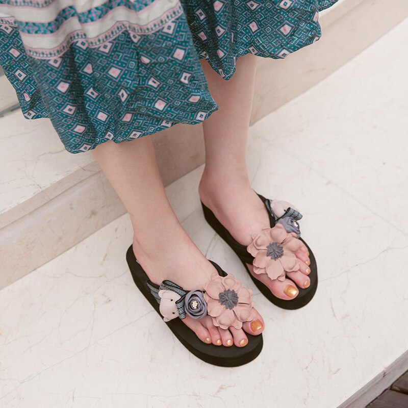 Shales – tongs à talons de 5cm pour femmes, sandales à la , pantoufles de plage décontractées, chaussures ours