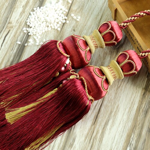Rideaux décoratifs en tricot Double 77cm | 2 pièces/paire de rideaux à fleurs rayonne, accessoires décoratifs pour rideaux de fenêtre, accessoires avec pompon: 6