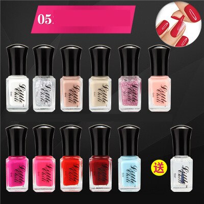 12 Bouteilles Pack 6 ml/chaque Peel Off Vernis À Ongles De Couleur de Sucrerie Nail Art 11 Couleurs + 1 Transparent Top Coat: SET 5