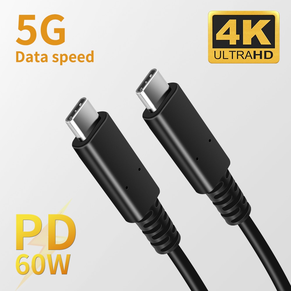 4K USB-C Kabel Usb 3.1 USB-C Om USB-C Data &amp; Opladen Video Kabel 5 Gbps Gen 1 Voor Macbook pro,samsung,Huawei, Lg En Meer