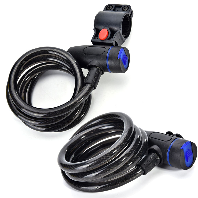 Bicycle Lock Black Road Bike Lock Anti-theft Coiling Cable Lock Security Lock Steel For Mountain MTB Bike Motorcycle 1m
