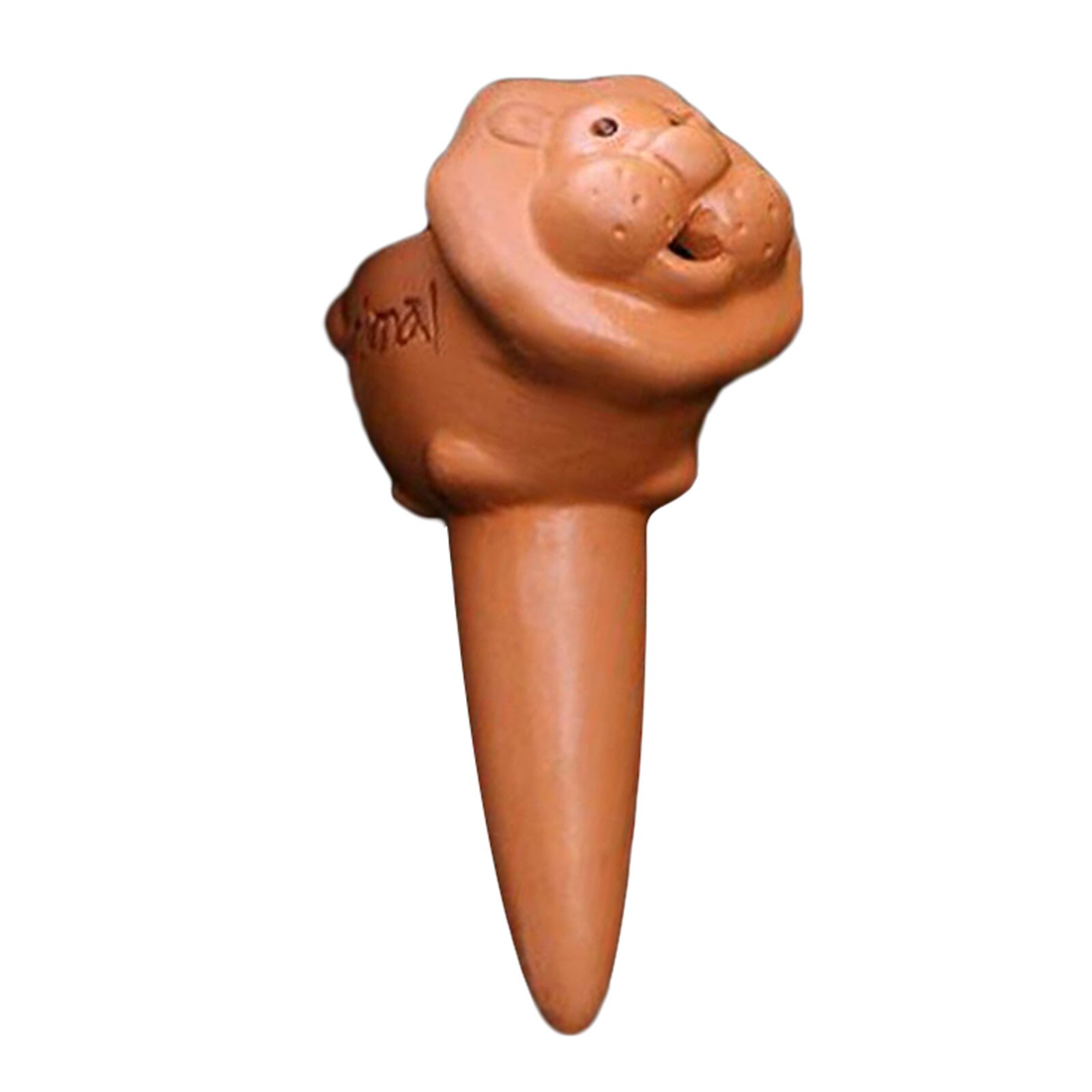 Pincho de riego automático de terracota para plantas de interior y exterior, herramienta gotero de arcilla de cerámica con dibujos animados de animales, paquete de 2 unidades: Brown lion