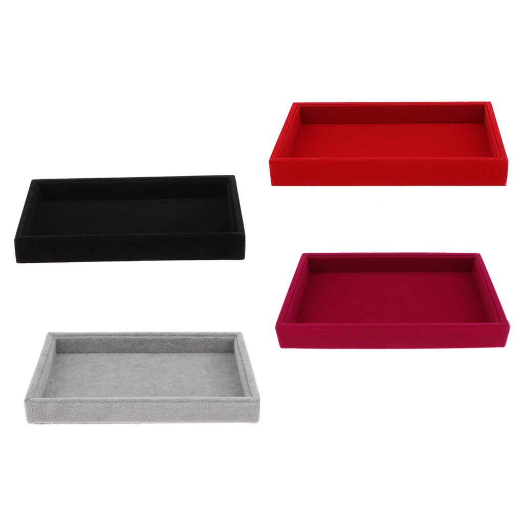 Sieraden Opbergvak Fluwelen Sieraden Showcase Display Organizer voor Oorbellen Horloges Vintage 24,5x3x14,5cm doos