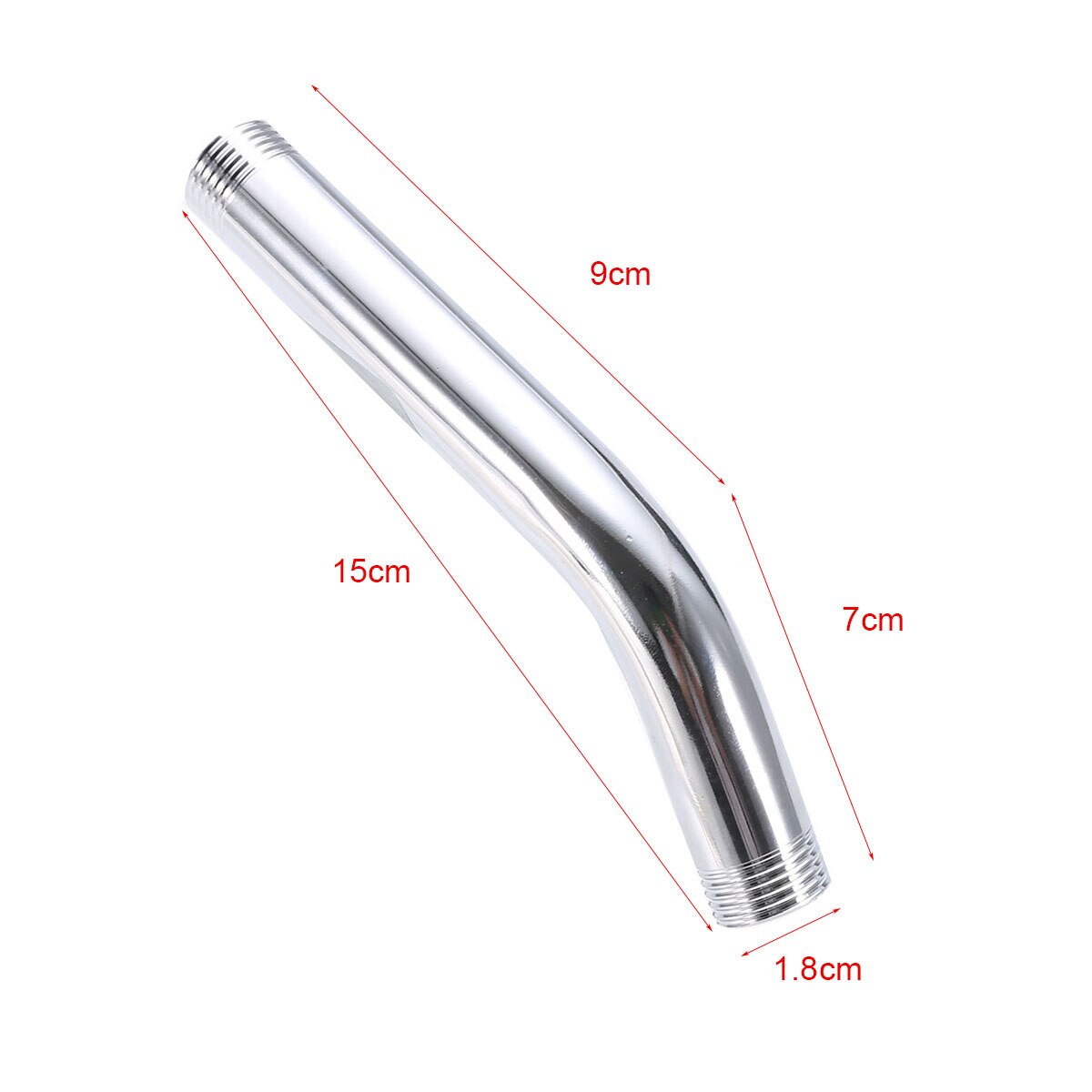 G1/2" Threaded Shower Head Extra Pipe Stainless Steel Shower Arm Head Extension Angled Extra Pipe Tube