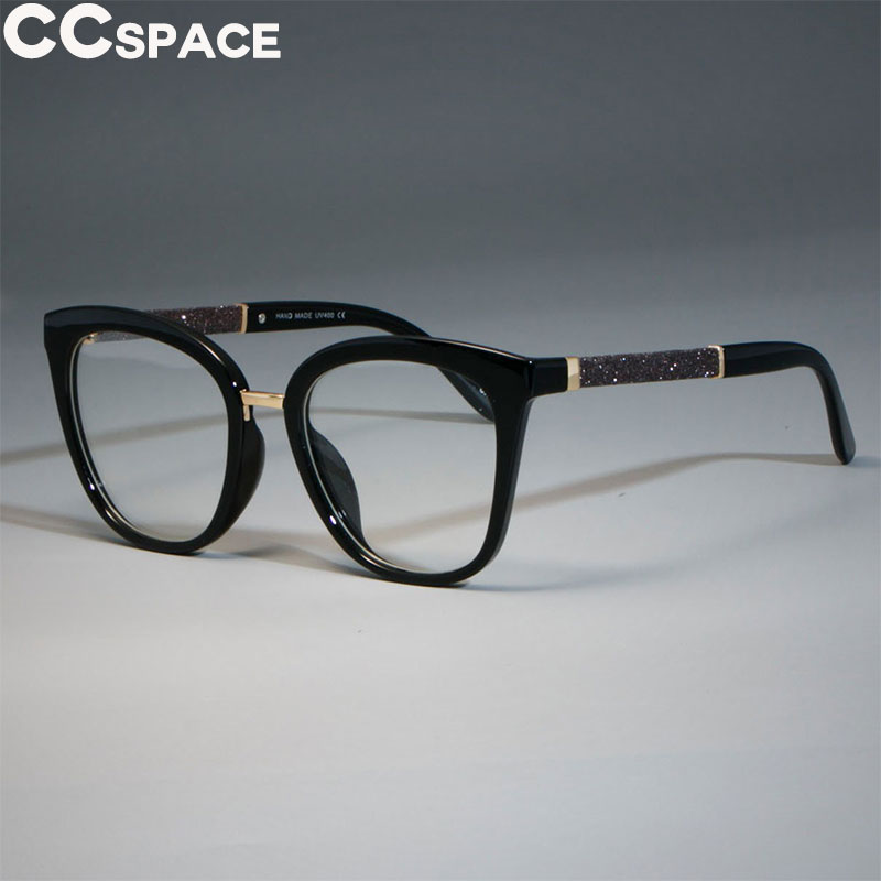 45074 Glitter piernas cuadrado gafas marcos mujeres brillante leopardo rojo gafas de gafas