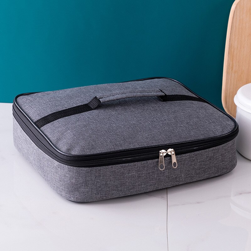 Vierkante Platte Stijl Lunch Tas, Opslag Geïsoleerde Handtas, Houden Koud Warm Picknick Varen Strand Vissen Werk Draagbare Pack: Grijs