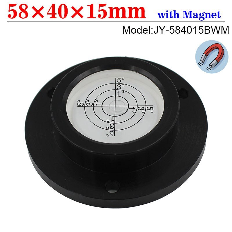 Universal Flange Spirit Level Bubble Circular Bubble Level Bullseye Matal Protractor Horizontal Measuring Instruments: BW-with-magnet
